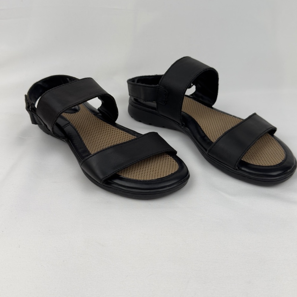b.ø.c Born Concepts Black Leather Comfort Walking Sandals Women’s 8M